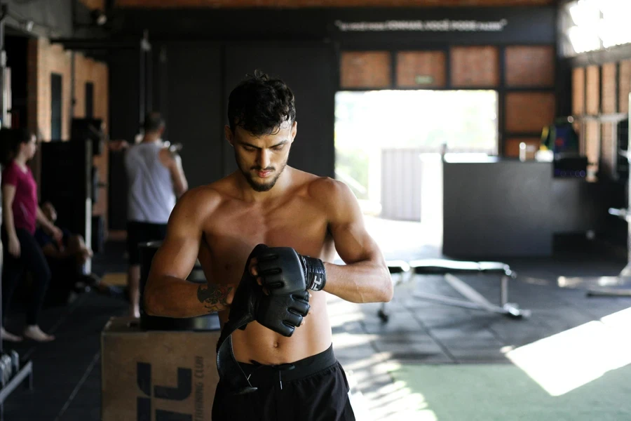 A person wearing boxing gloves
