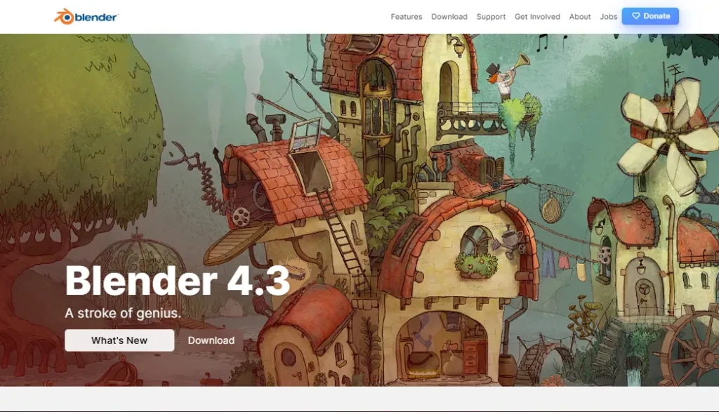 A screenshot of Blender’s homepage