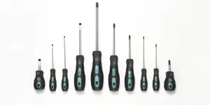 A screwdriver set on a white background