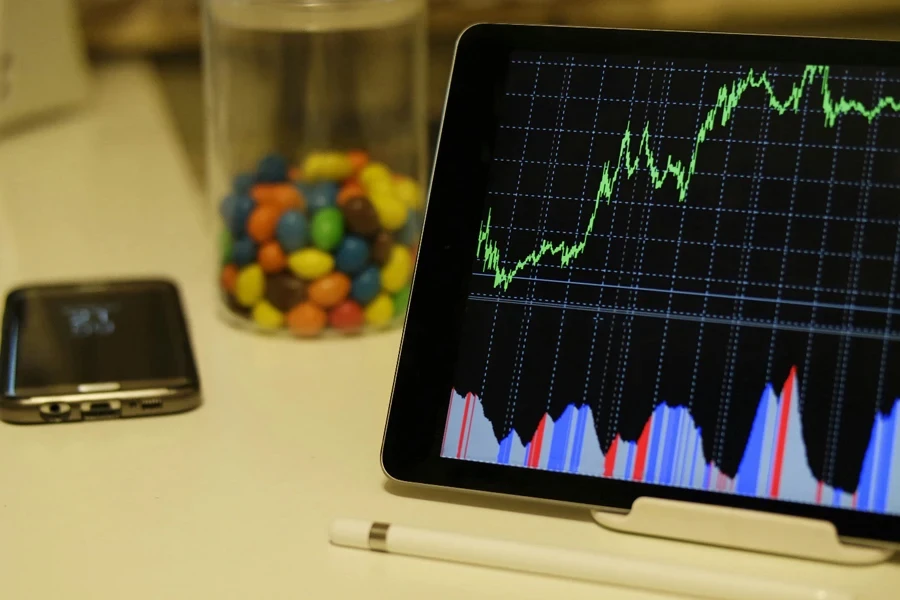 A tablet with a graph on it