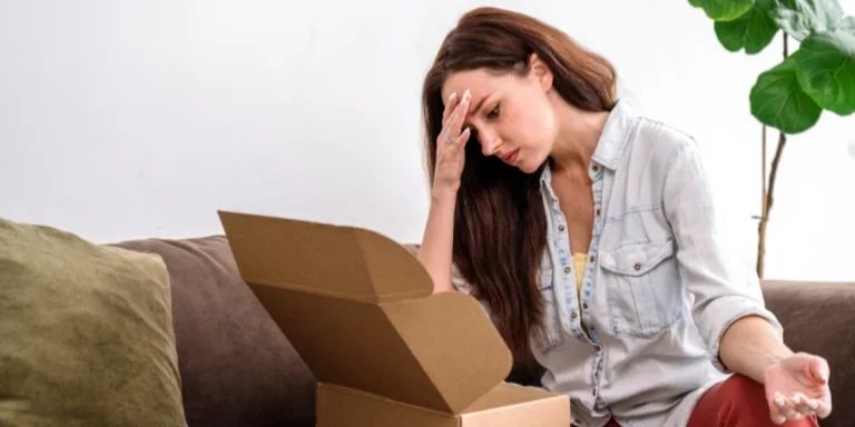 A woman unhappy with her order