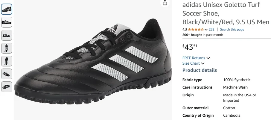 Adidas Goletto Turf Soccer Shoe