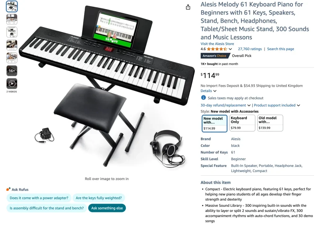 Alesis Melody 61 keyboard piano for beginners