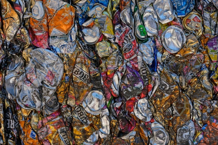 Aluminum Cans in Recycling Center