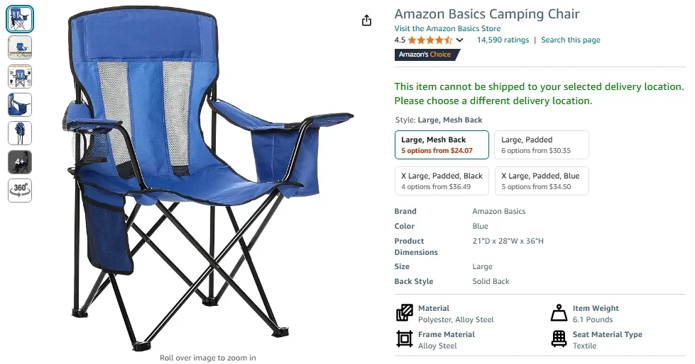 Amazon Basics Camping Chair