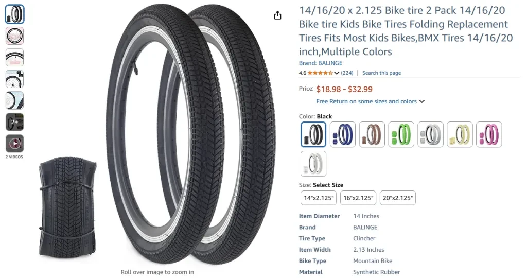 BALINGE Kids Bike Tire 2-Pack (141620 x 2.125)