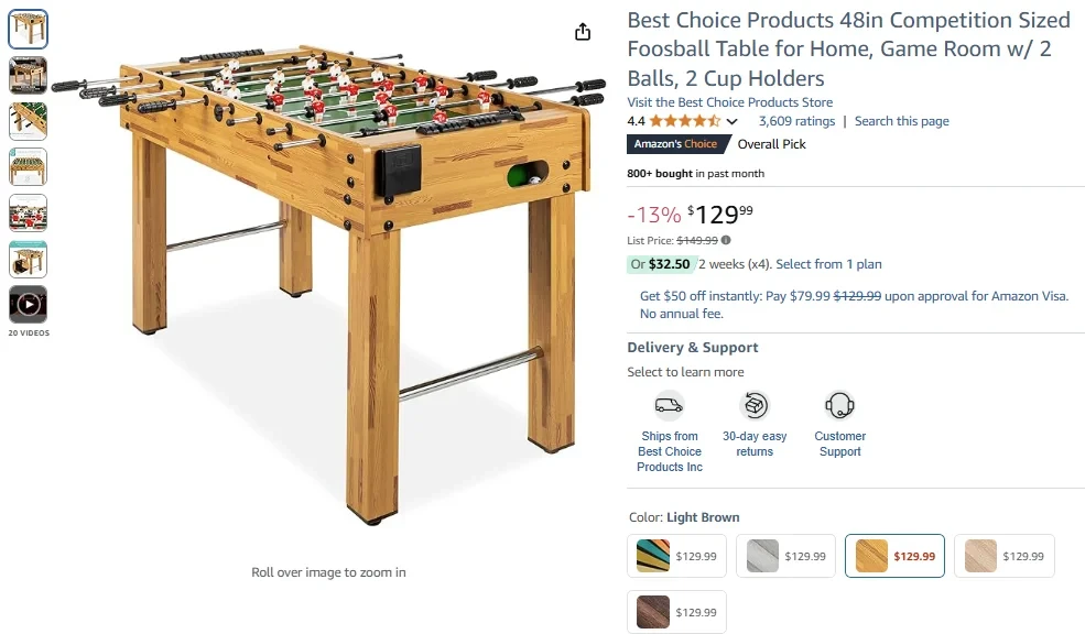 Best Choice Products 48in Competition-Sized Foosball Table