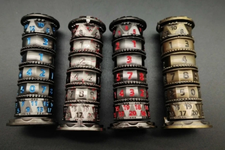 Blood High-Speed Rotation DND 7-in-1 Zinc Alloy Rotating Dice Tower Metal Dice Set 5E