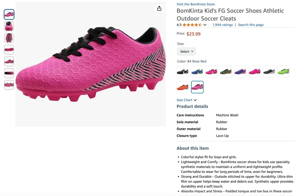 BomKinta Kid's FG Soccer Shoes Athletic Outdoor