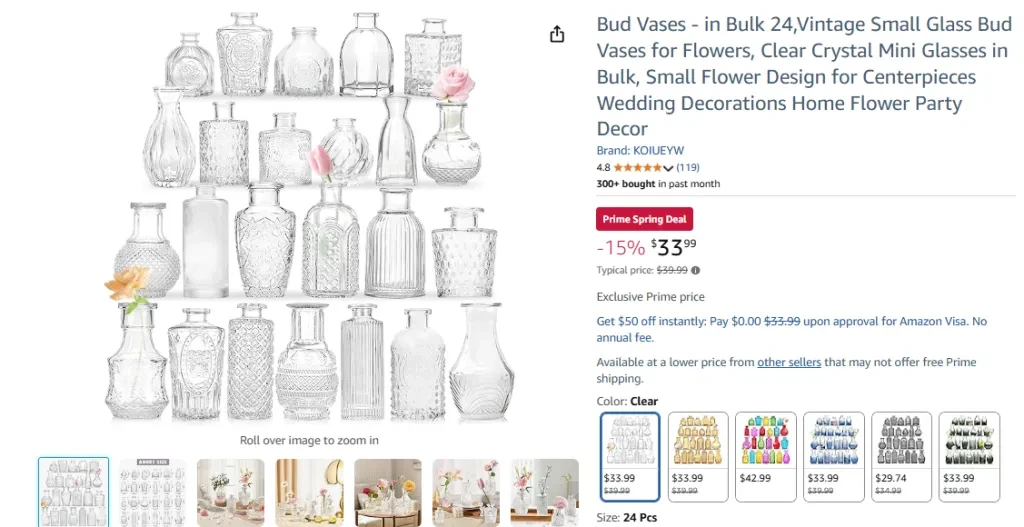 Bulk 24 Vintage Mini Glass Vases