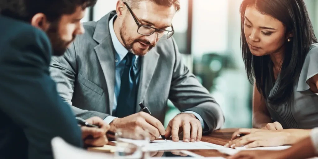 Business people writing a business proposal plan