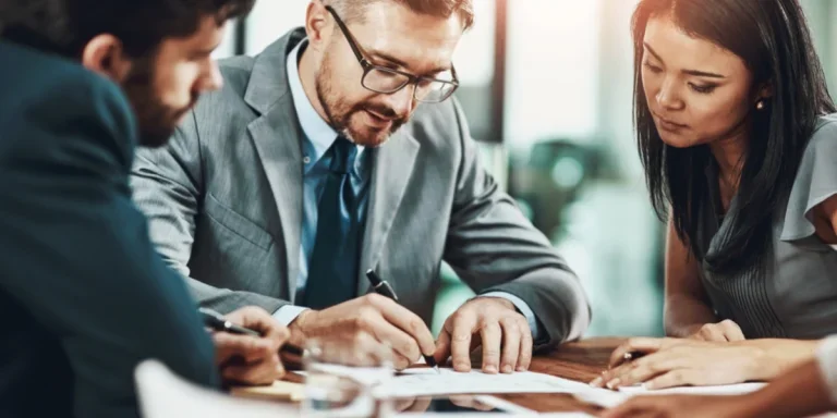 Business people writing a business proposal plan