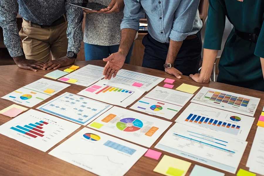 Business team working on an executive summary