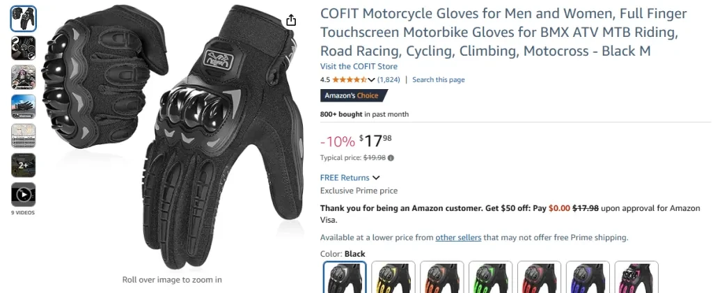 COFIT Motorcycle Gloves for Men and Women
