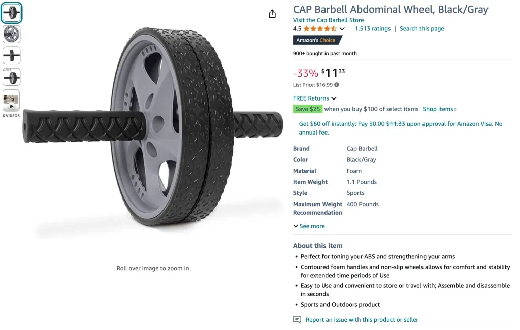 Cap barbell abdominal wheel