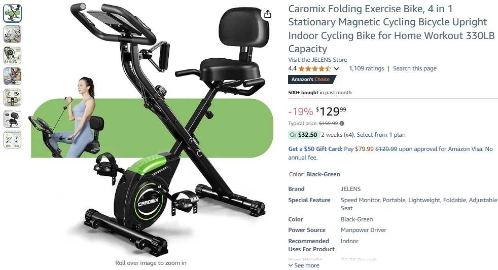 Caromix Folding Exercise Bike