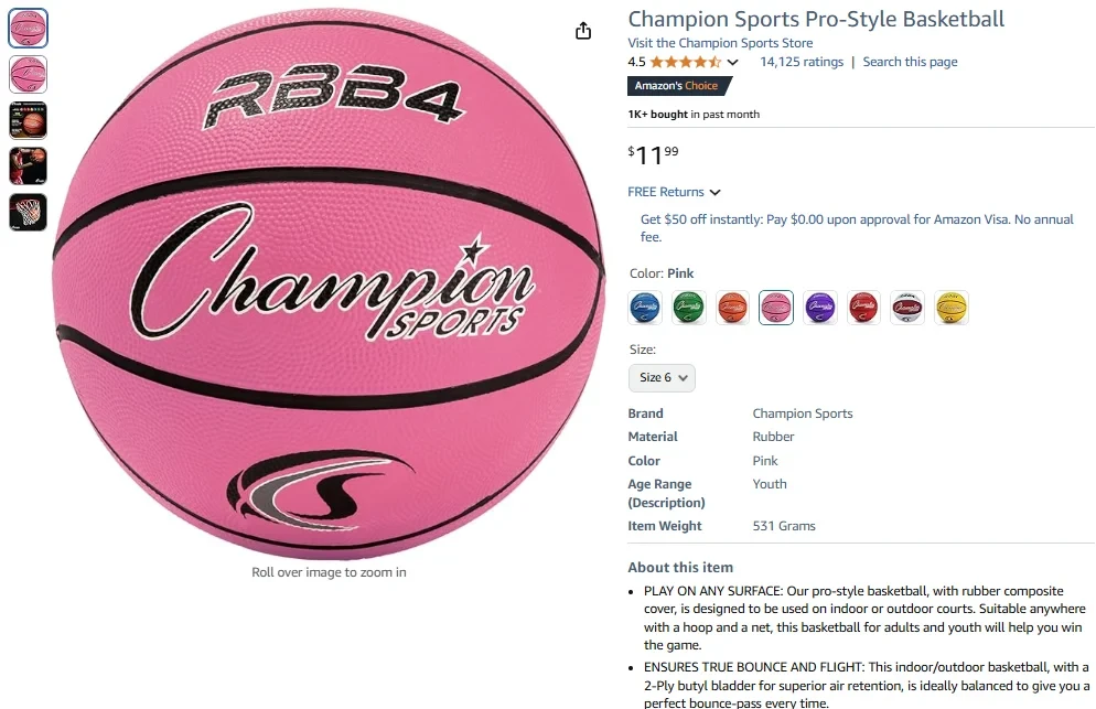 Champion Sports Pro-Style Basketball