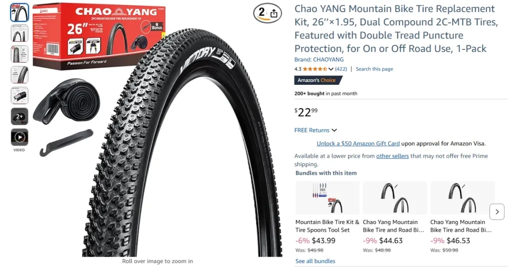 Chao YANG Mountain Bike Tire Replacement Kit, 26’’×1.95