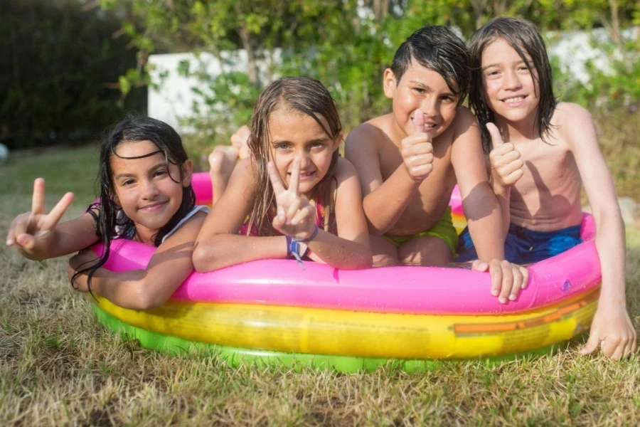 Children on Inflatable Pool
