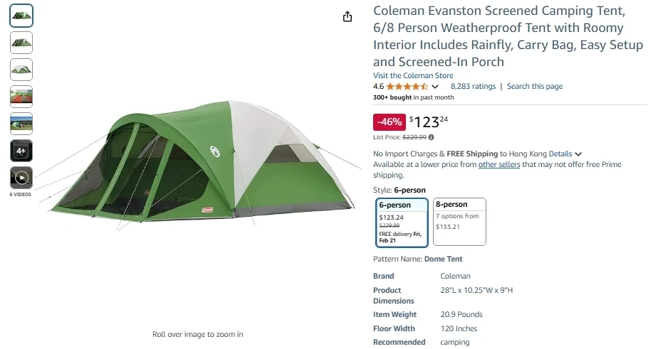Coleman 6-Person Evanston Camping Tent