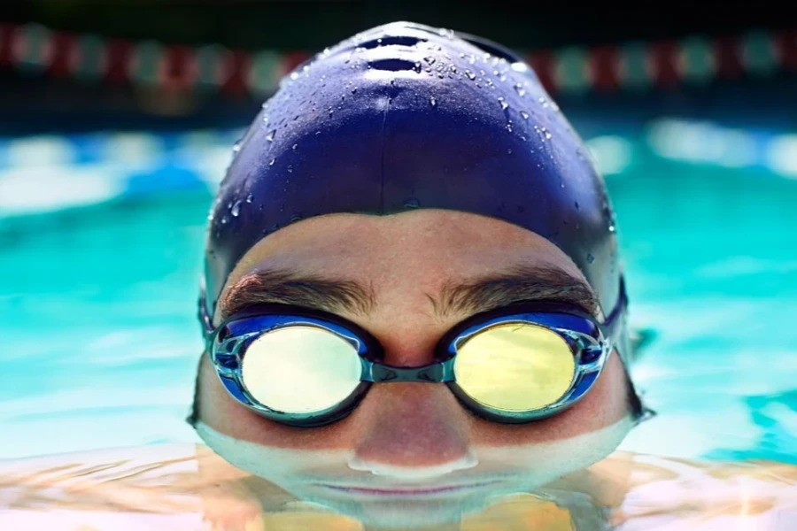 Cropped View of a Determined Male Swimmer