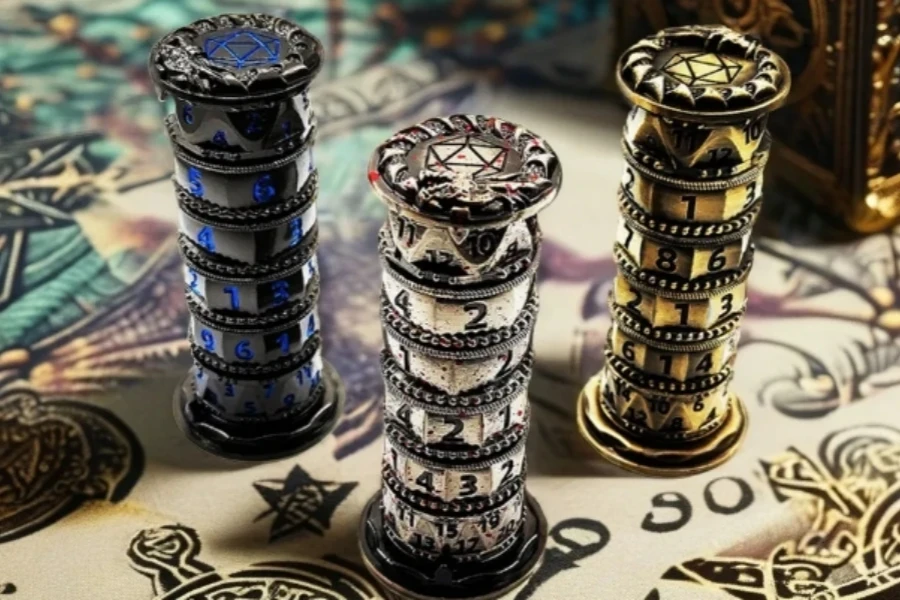 DND 7-in-1 Zinc Alloy Rotating Dice Tower Metal Dice Set 5E