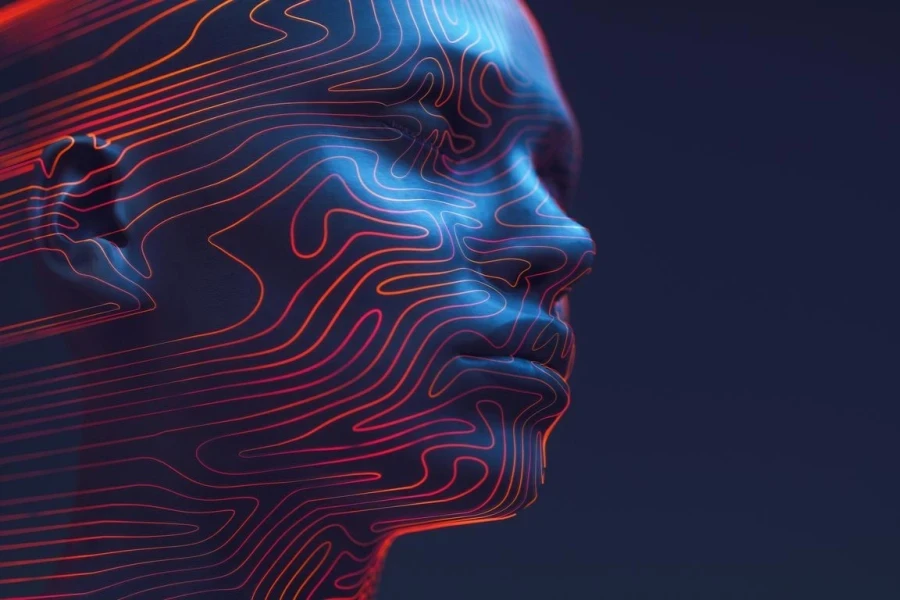 Digital Human Head Concept For AI, Metaverse And Facial Recognition Technology