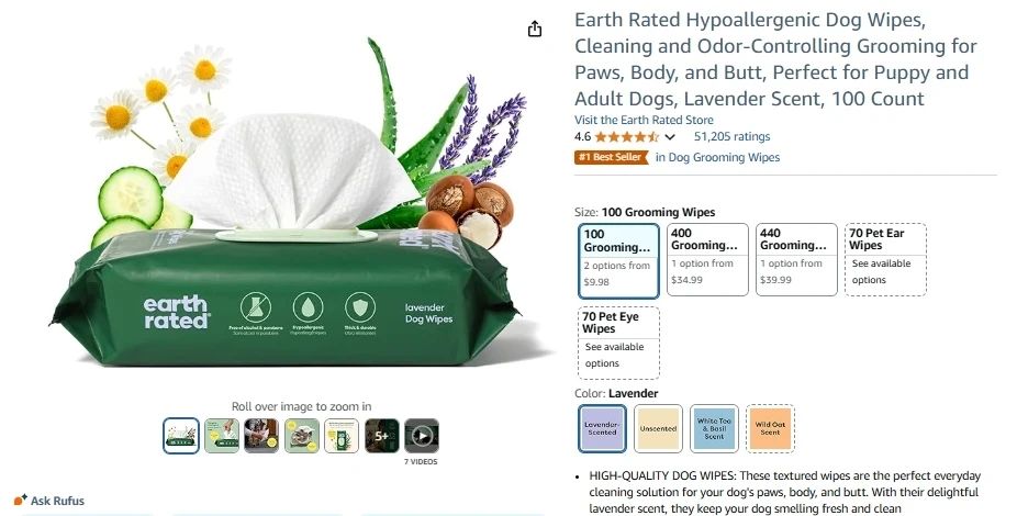 Earth Rated Dog Wipes