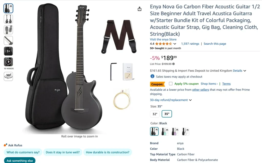 Enya Nova Go carbon fiber acoustic guitar