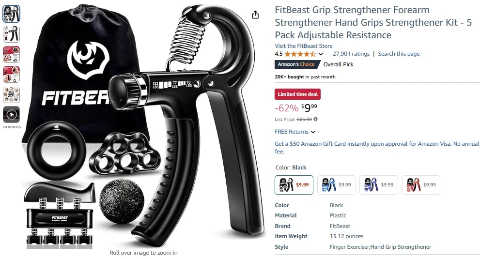 FitBeast Grip Strengthener Forearm Strengthener