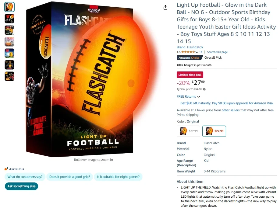 FlashCatch Light-Up Football