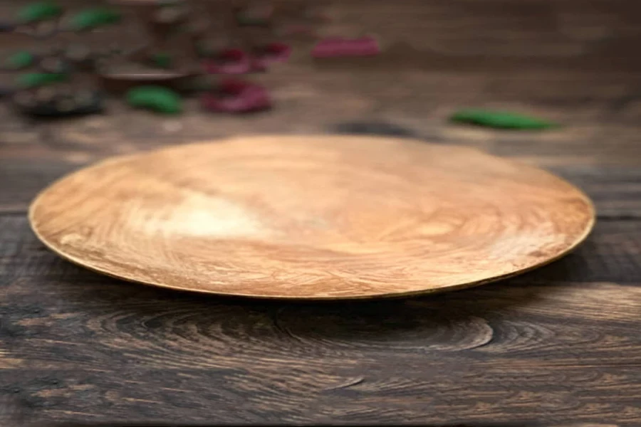Flat bamboo decorative charger plate with subtle texture