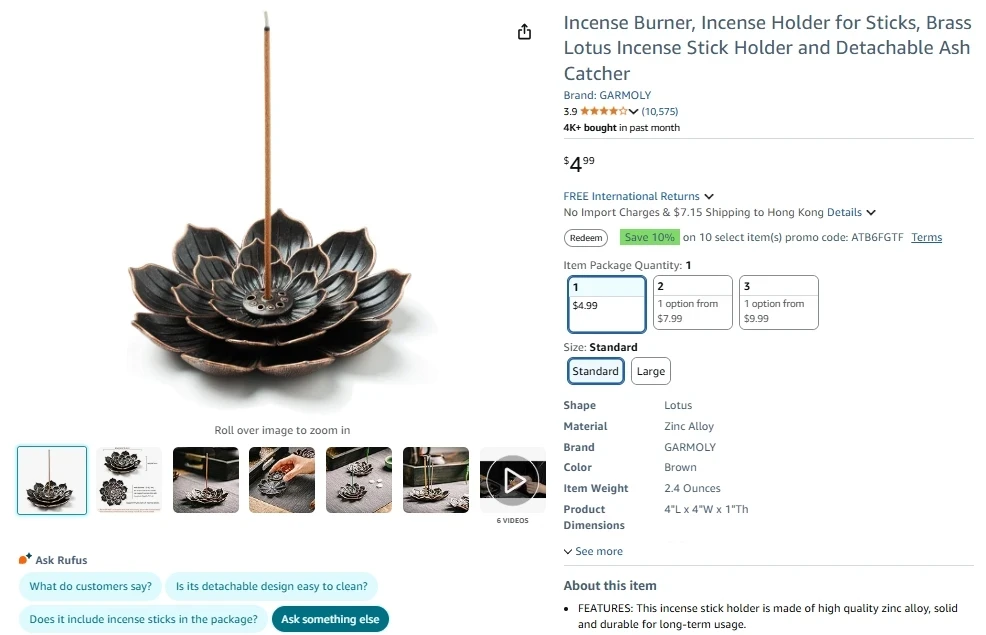 GARMOLY Incense Holder for Sticks and Cones