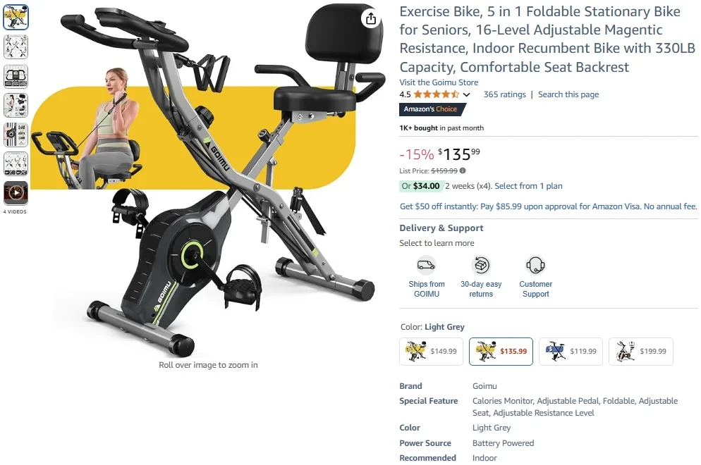 Goimu 5-in-1 Foldable Stationary Bike