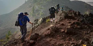 Group of Person Walking in Mountain