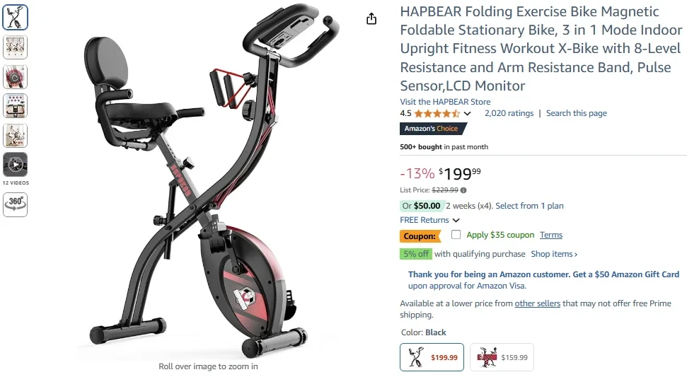 HAPBEAR Folding Exercise Bike