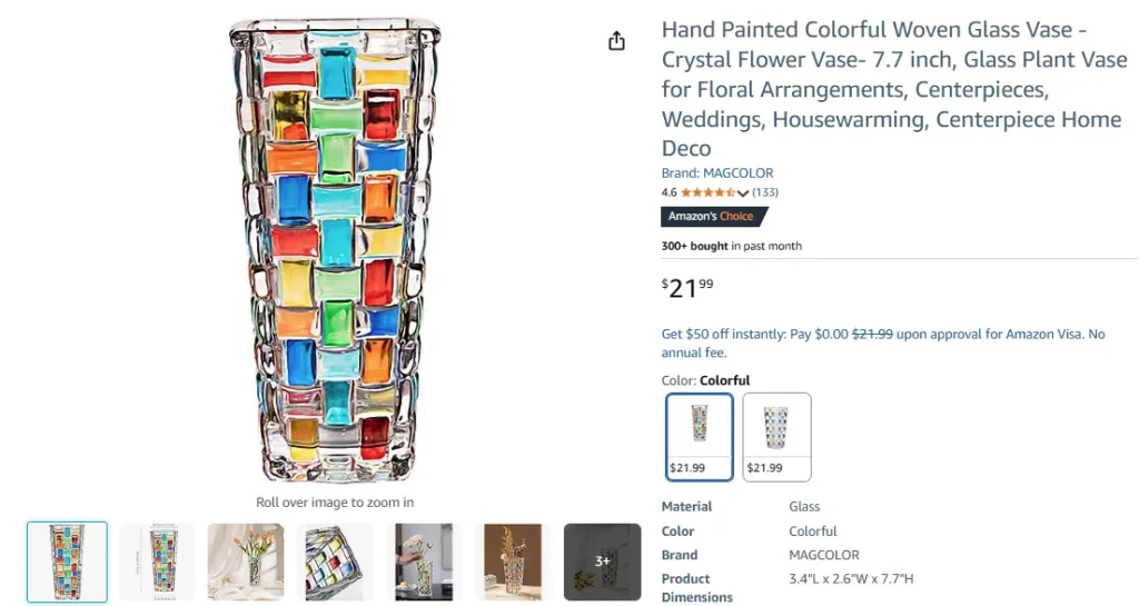 Hand-Painted Colorful Glass Vase