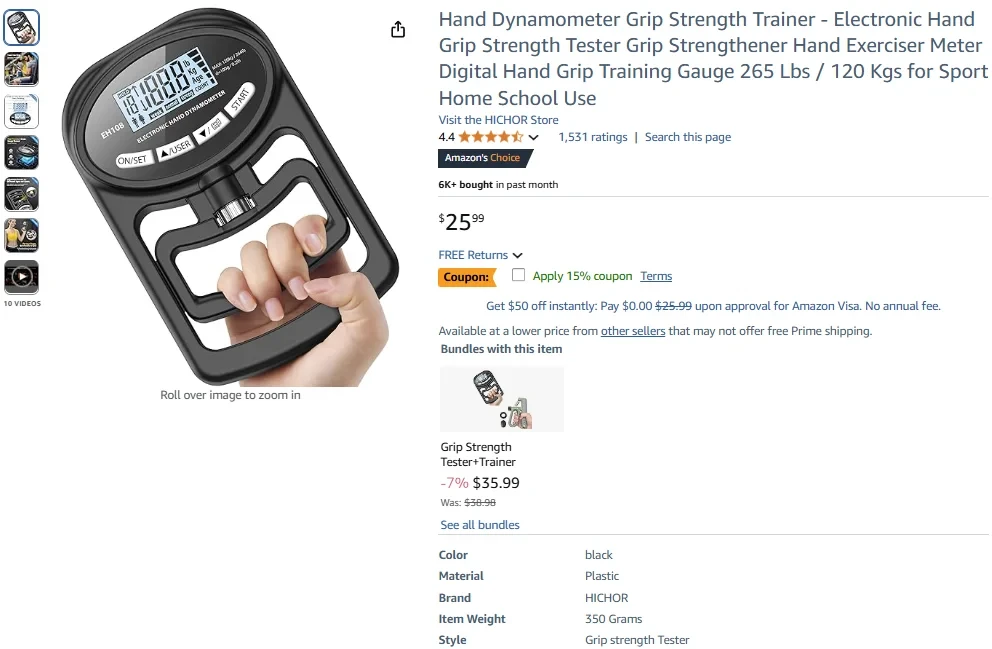 Hichor Hand Dynamometer Grip Strength Trainer