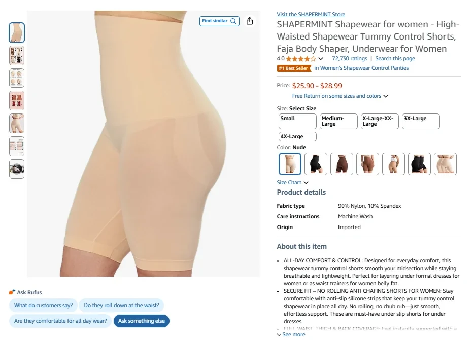 High-Waisted Body Shaper Shorts