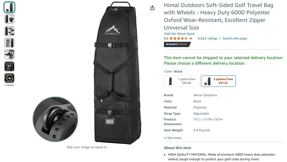 Himal Soft-Sided Golf Travel Bag