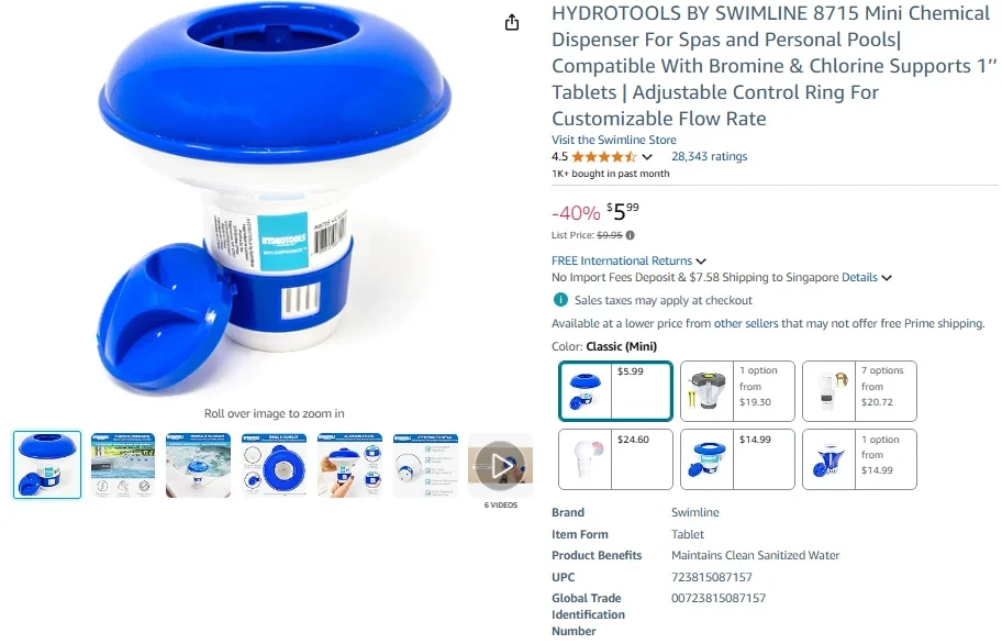 Hydrotools by Swimline 8715 Mini Chemical Dispenser