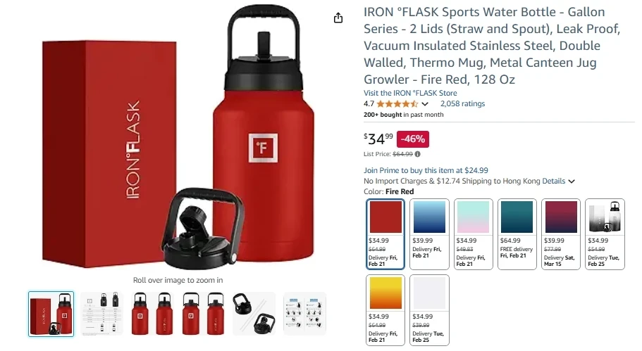 IRON °FLASK Sports Water Bottle - Gallon Series