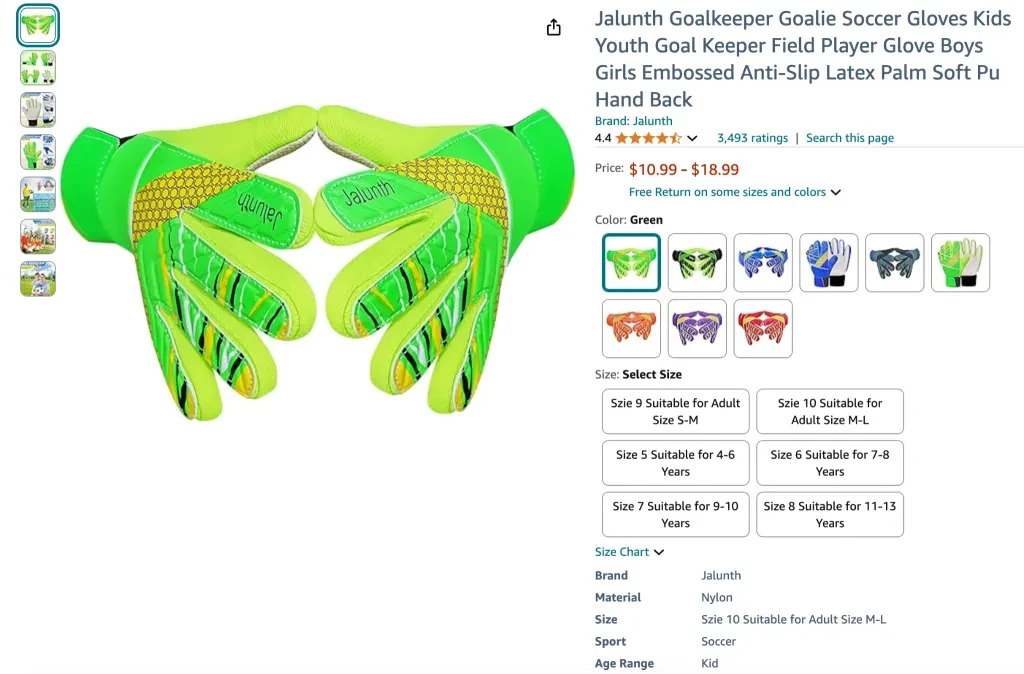 Jalunth Goalkeeper Goalie Soccer Gloves