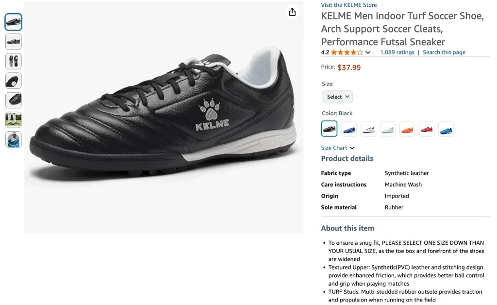KELME Men Indoor Turf Soccer Shoe