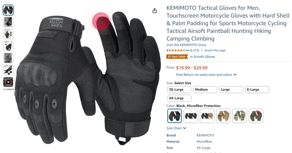 KEMIMOTO Tactical Gloves for Men