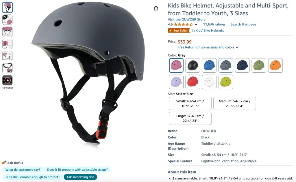 Kids Bike Helmet, Adjustable and Multi-Sport
