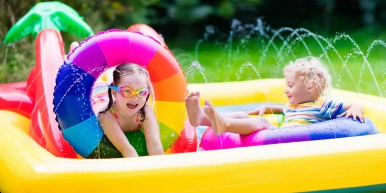 Kids Playing in the Garden Pool