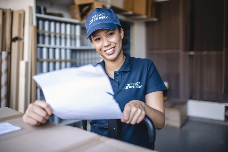 Lady reading through bill of lading and invoices