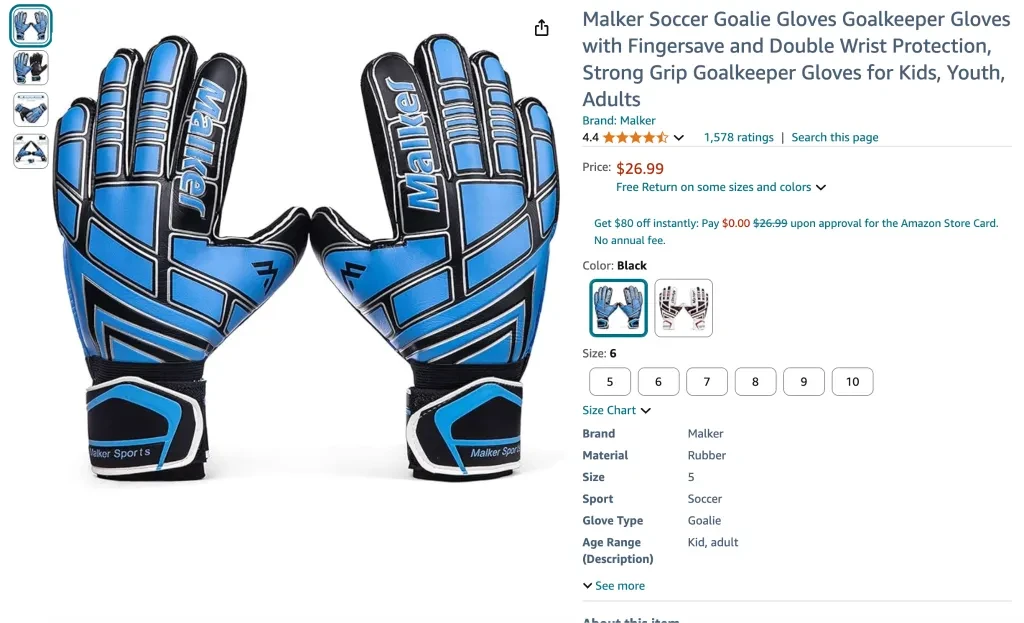 Malker Soccer Goalie Gloves with Fingersave