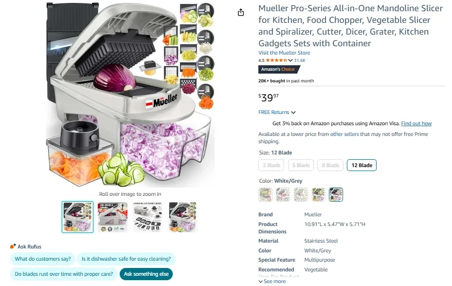 Mueller Pro-Series All-in-One Mandoline Slicer